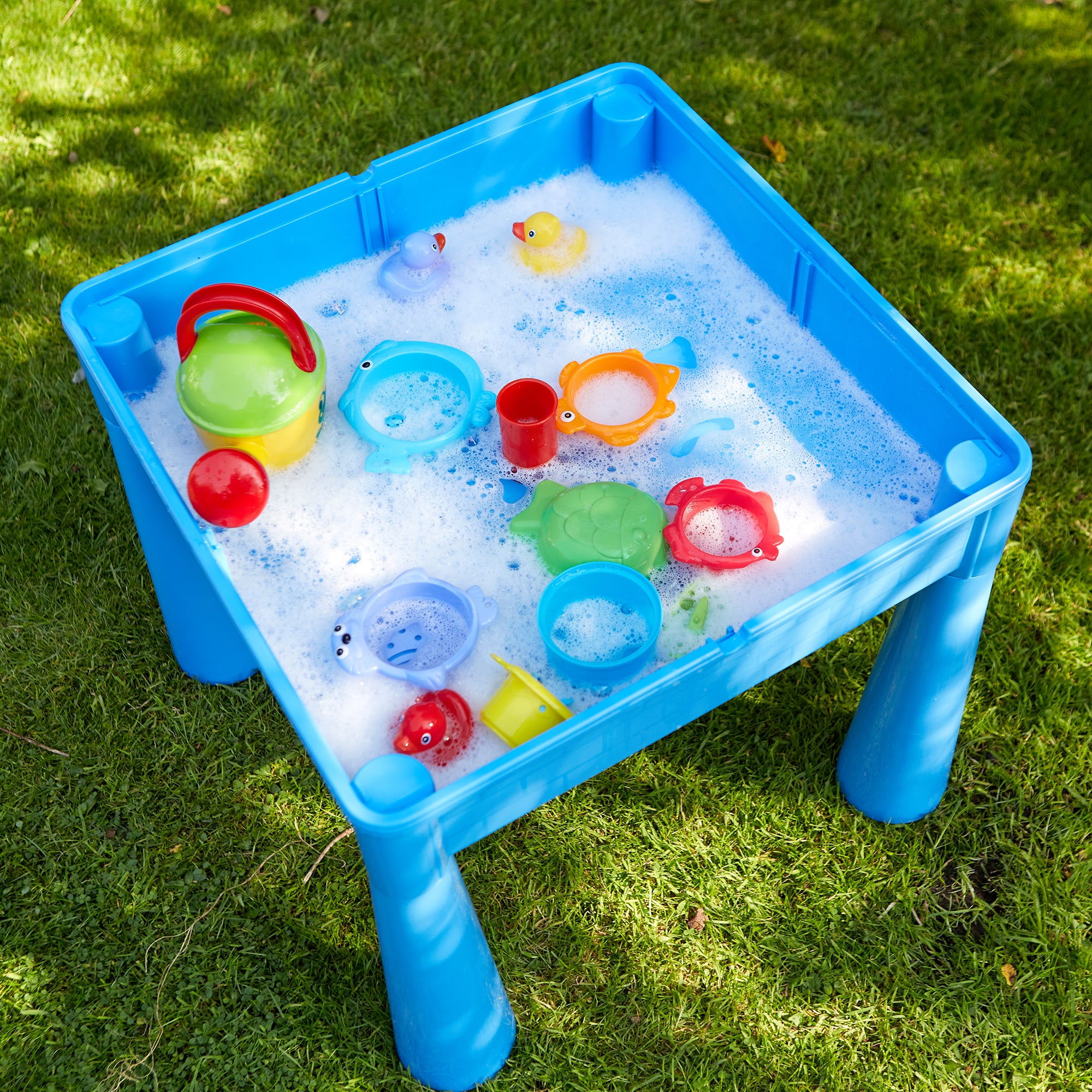 Kids 5-in-1 Activity Table & 2 Chairs Set – Reversible Construction, Sand & Water Play
