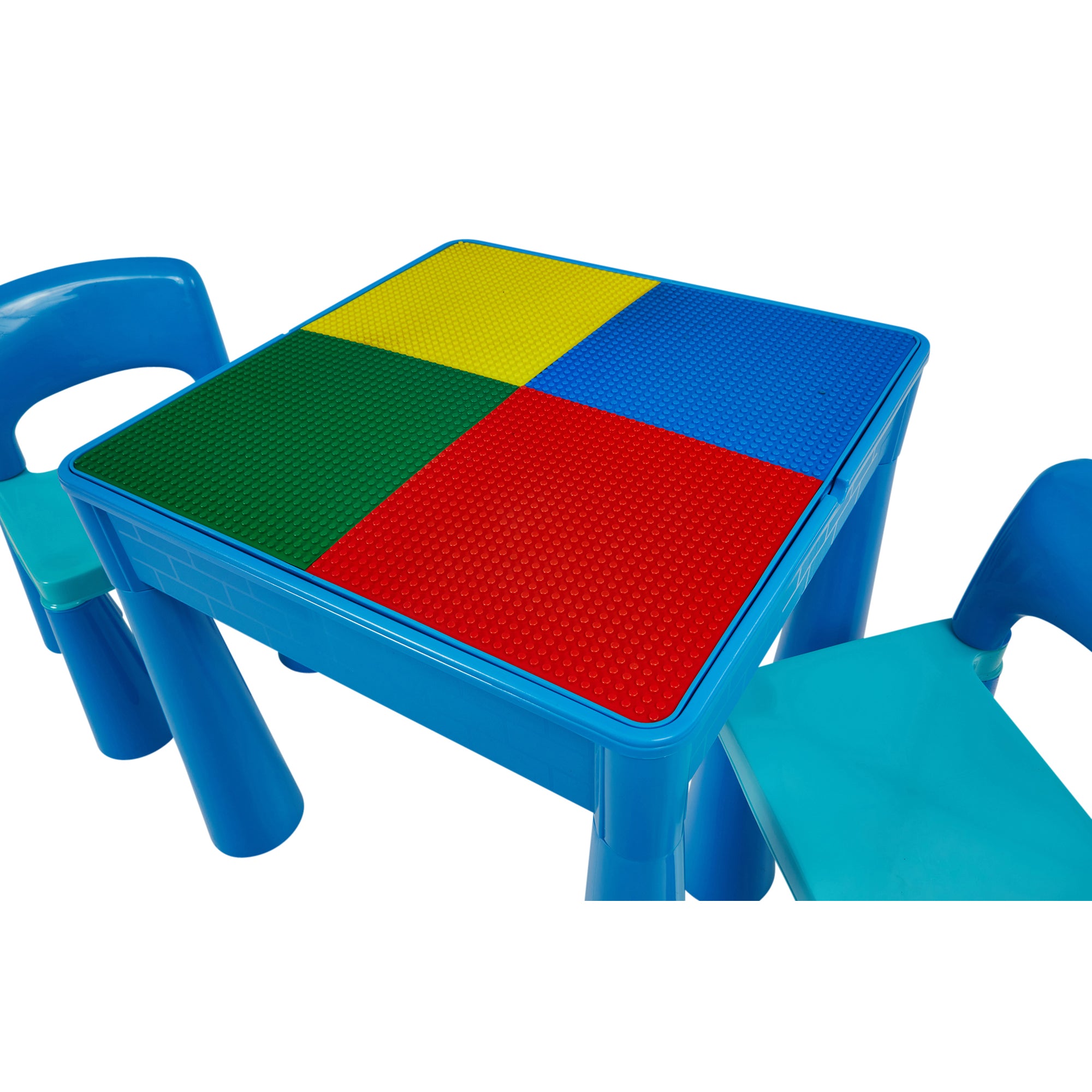 Kids 5-in-1 Activity Table & 2 Chairs Set – Reversible Construction, Sand & Water Play