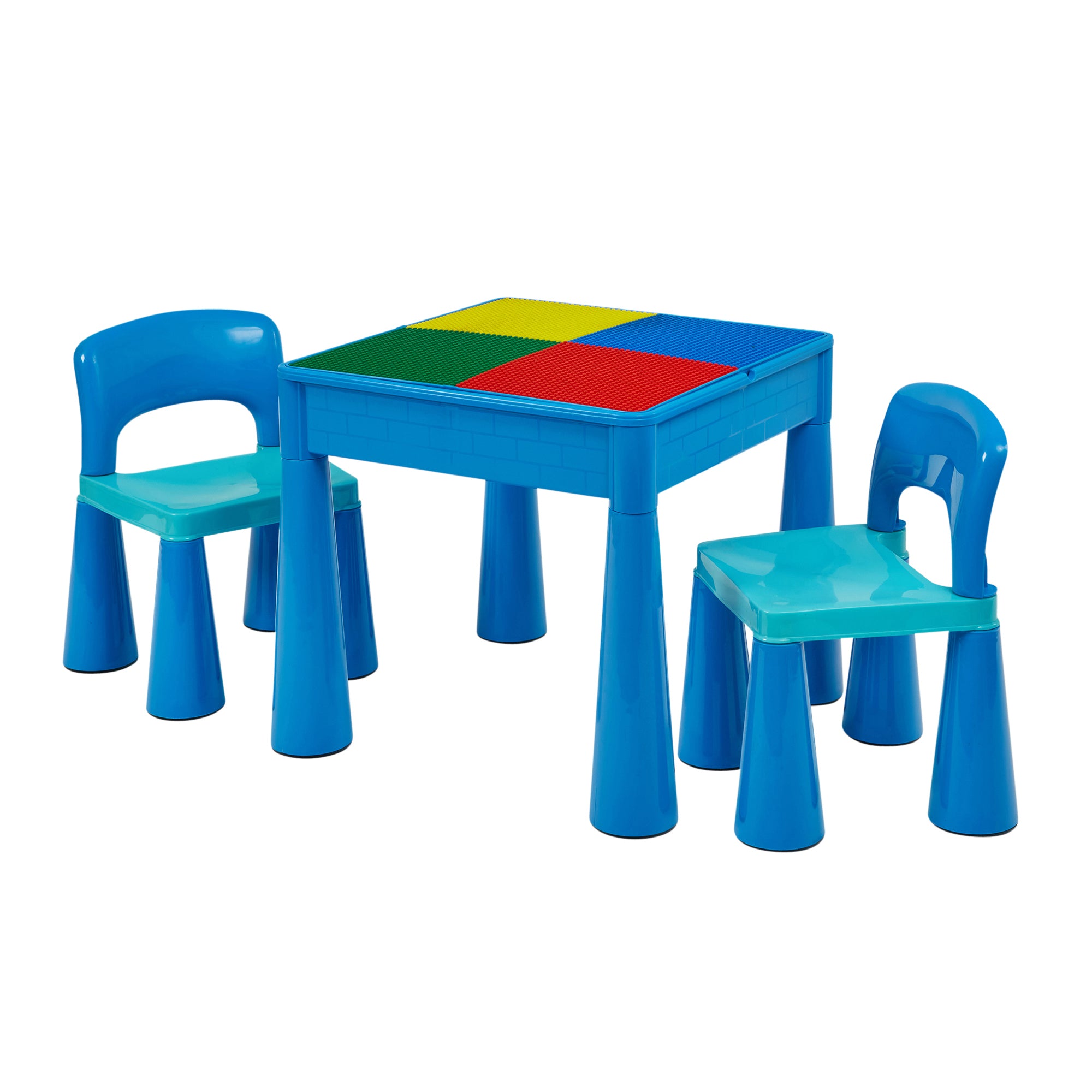 Kids 5-in-1 Activity Table & 2 Chairs Set – Reversible Construction, Sand & Water Play