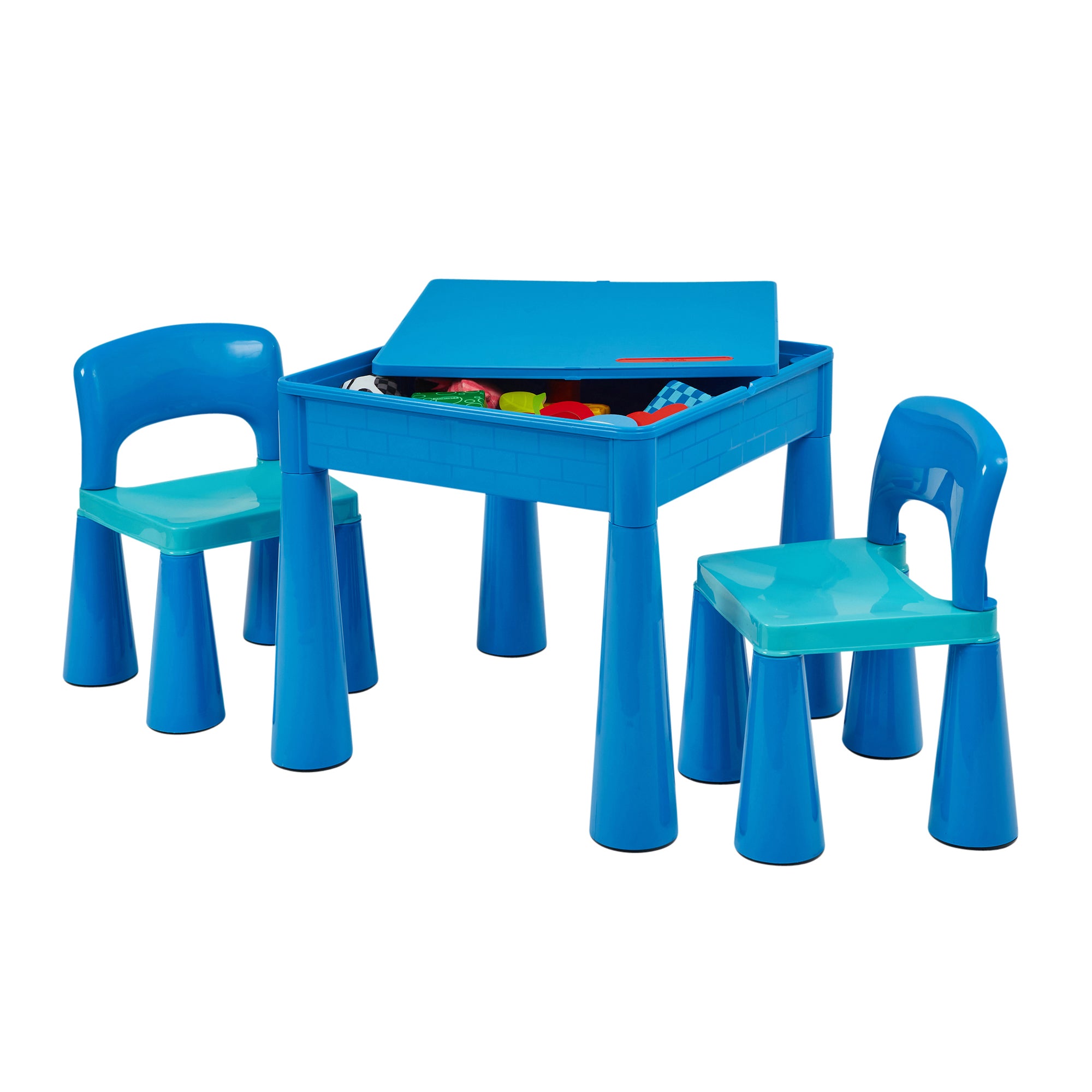 Kids 5-in-1 Activity Table & 2 Chairs Set – Reversible Construction, Sand & Water Play