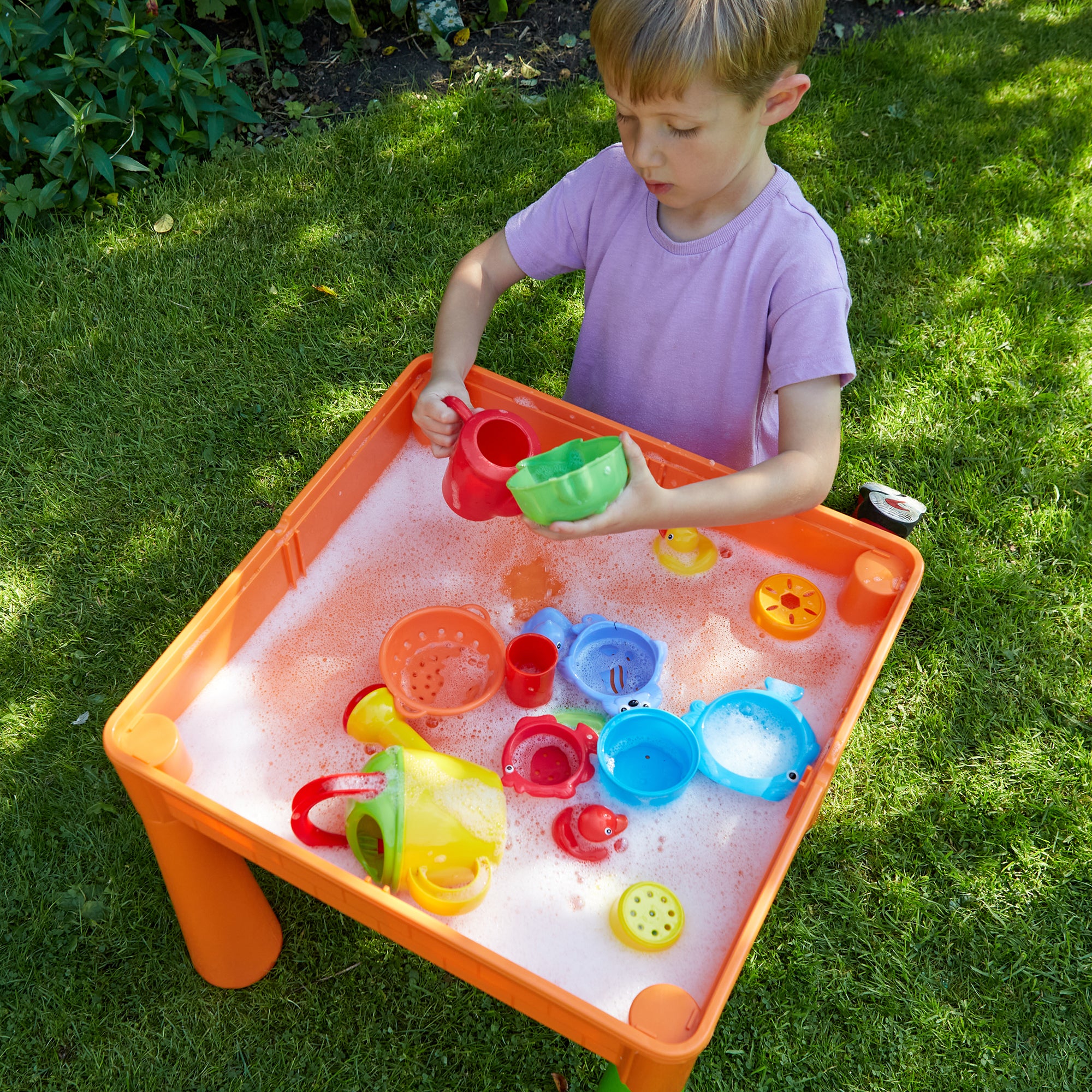 Kids 5-in-1 Activity Table & 2 Chairs Set – Reversible Construction, Sand & Water Play