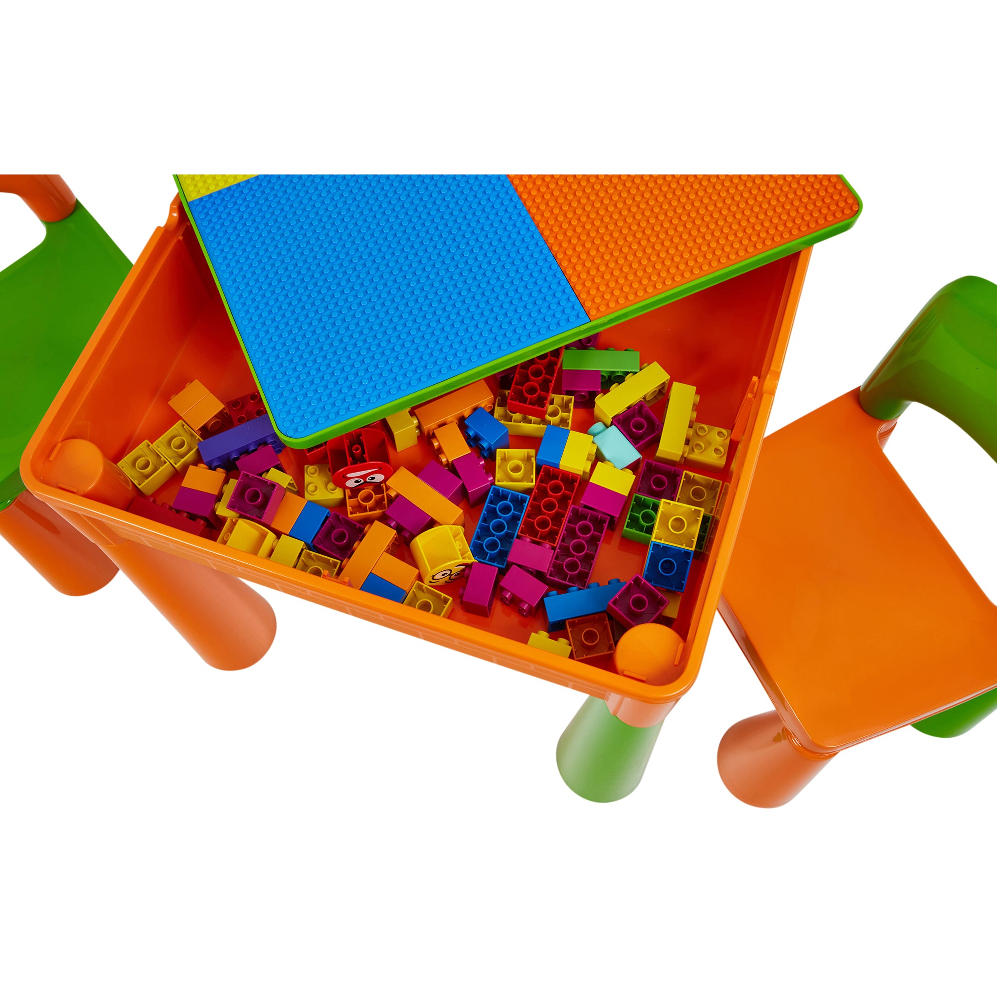 Kids 5-in-1 Activity Table & 2 Chairs Set – Reversible Construction, Sand & Water Play