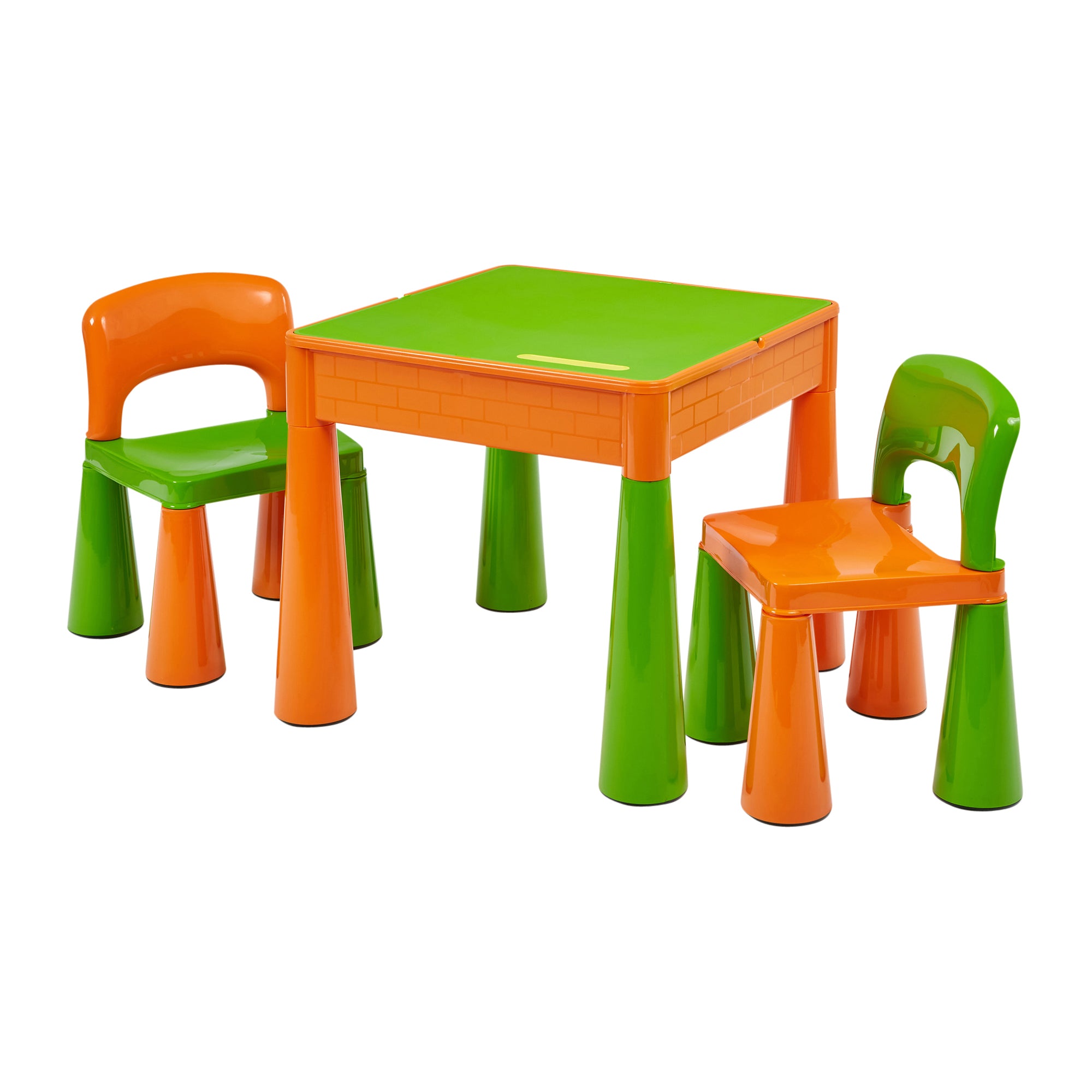 Kids 5-in-1 Activity Table & 2 Chairs Set – Reversible Construction, Sand & Water Play
