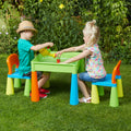 Kids 5-in-1 Activity Table & 2 Chairs Set – Reversible Construction, Sand & Water Play