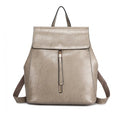 MISS LULU Vintage Oil-Wax Faux Leather Backpack - Grey