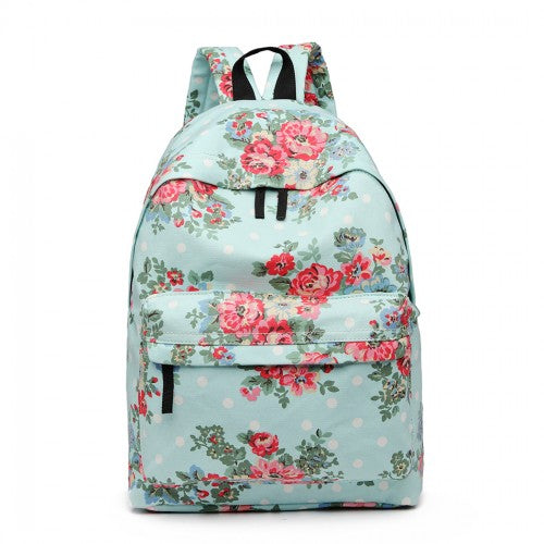 Miss Lulu Large Backpack Flower Polka Dot - Light Blue