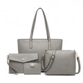 Miss Lulu 4 Piece Handbag Set - Grey