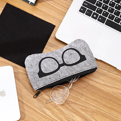 Soft Felt Glasses Case - Grey And Black
