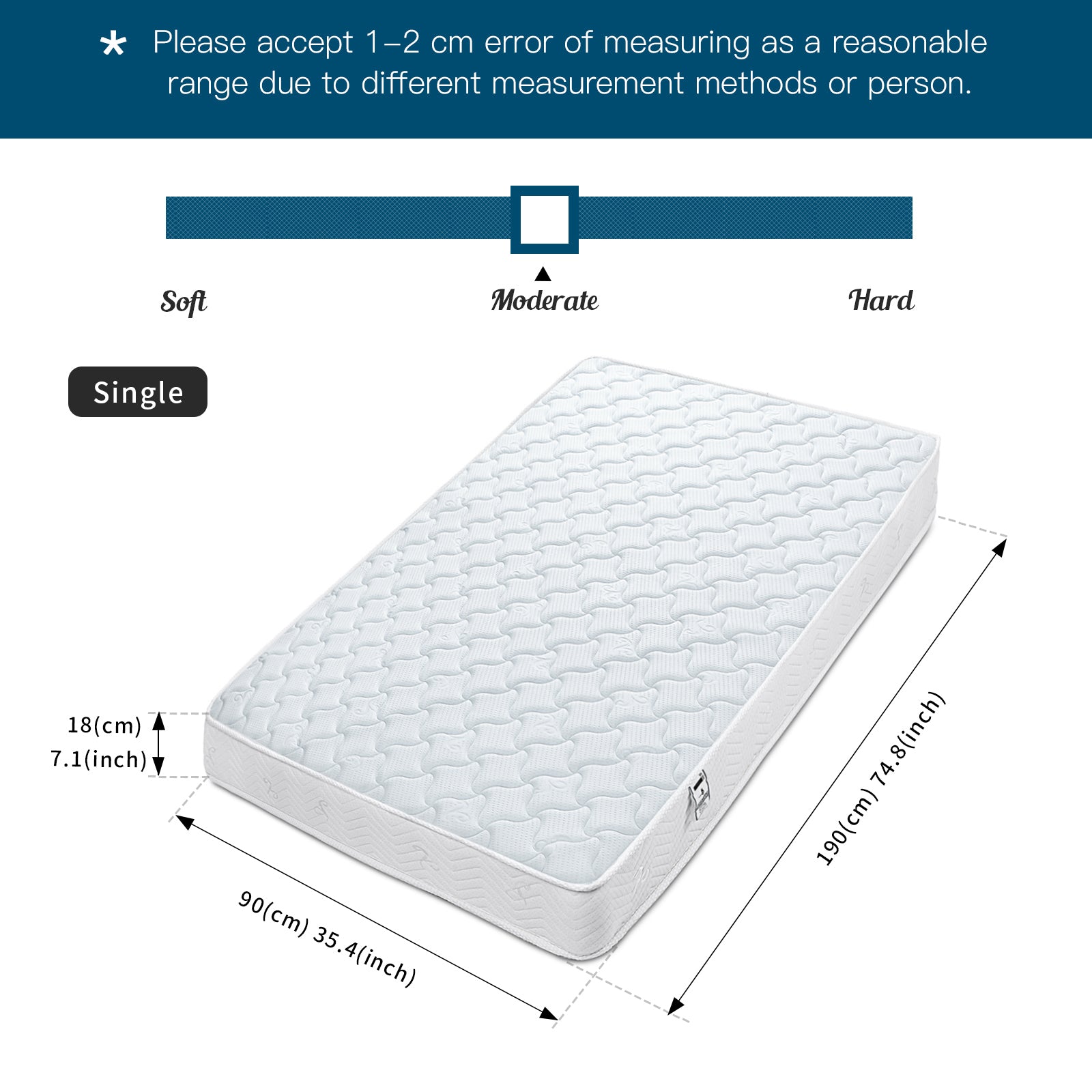 18cm Hybrid Memory Foam & Pocket Spring Mattress – Pressure Relief, Motion Isolation, Breathable Support | Single, Small Double, Double, King