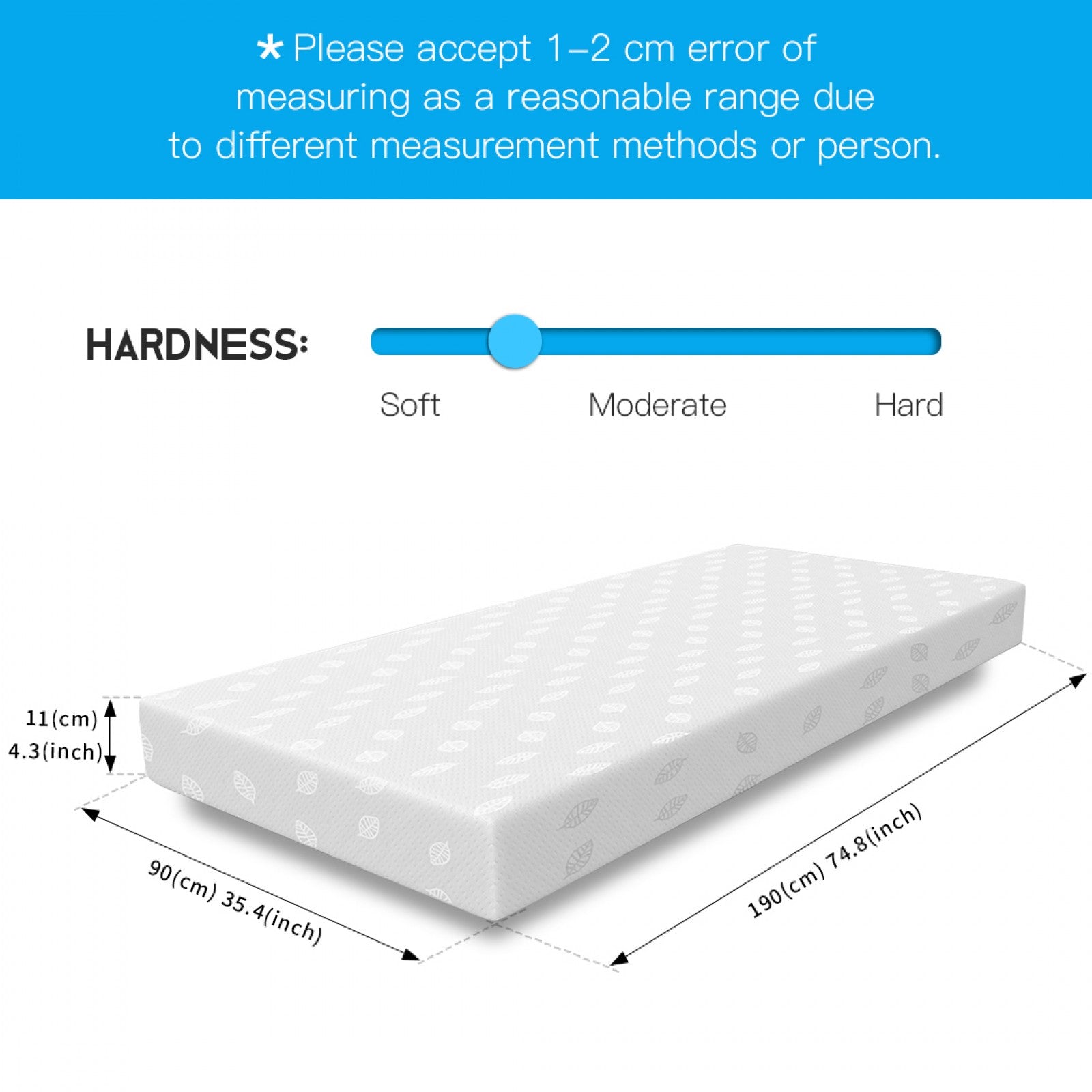 Luxury 11cm Triple-Layer Memory Foam Mattress – Pressure Relief, Hypoallergenic, Breathable | Single, Small Double, Double, King