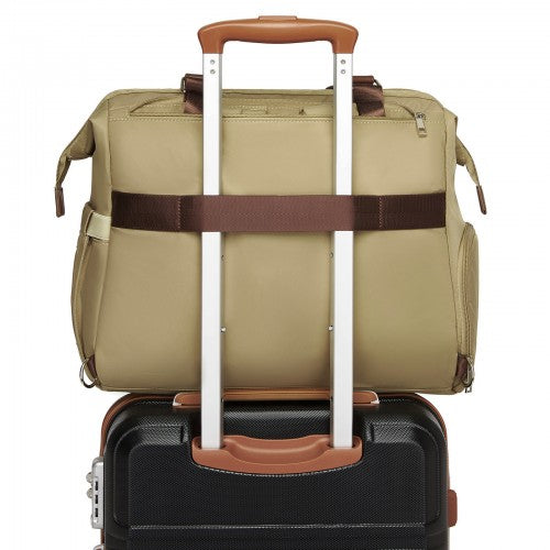 Kono Large Nappy Changing Tote Bag with Shoe Compartment, Insulated Pockets & Waterproof Zip Pocket - Khaki