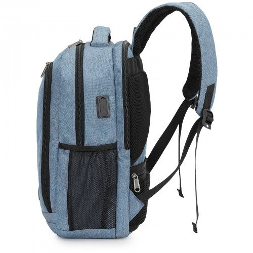 Kono Commuter Laptop Backpack with USB & Type-C Port, Anti-Theft Pocket, Organised Storage - Blue