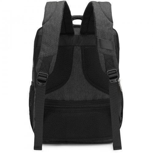 Kono Commuter Laptop Backpack with USB & Type-C Port, Anti-Theft Pocket, Organised Storage - Black