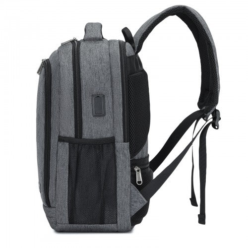 Kono Commuter Laptop Backpack with USB & Type-C Port, Anti-Theft Pocket, Organised Storage - Grey