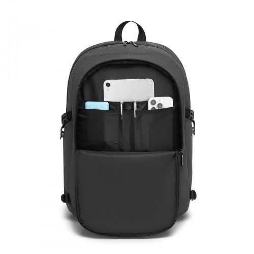 Kono Modern Urban Style Laptop Backpack - School & Commuter Rucksack with USB & Type-C Charging Port - Dark Grey