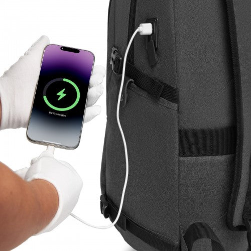 Kono Modern Urban Style Laptop Backpack - School & Commuter Rucksack with USB & Type-C Charging Port - Dark Grey