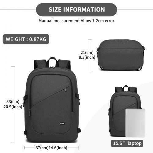 Kono Modern Urban Style Laptop Backpack - School & Commuter Rucksack with USB & Type-C Charging Port - Dark Grey