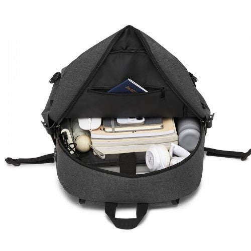Kono Modern Urban Style Laptop Backpack - School & Commuter Rucksack with USB & Type-C Charging Port - Dark Grey