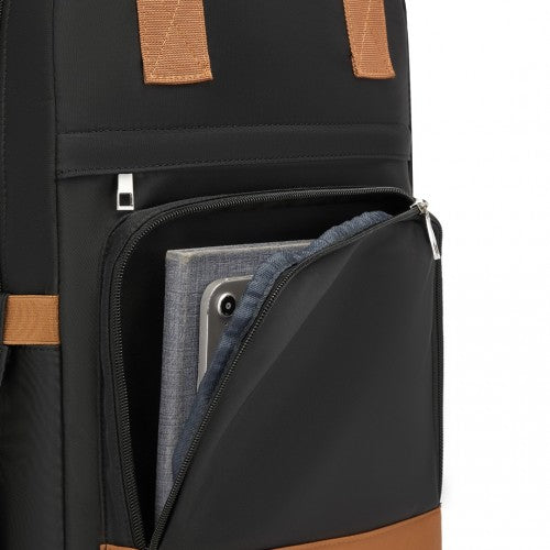 Kono Casual Contemporary Backpack with Laptop Sleeve & Padded Straps for Daily Commute - Black and Brown