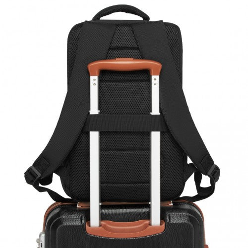 Kono 20L Cabin Backpack with Red Trim for 15.6" Laptop - Water-Resistant Travel Daypack with Luggage Strap - Black