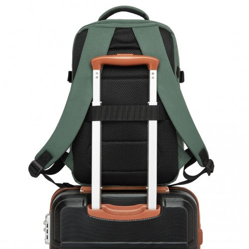 Kono 20L Cabin Backpack with Red Trim for 15.6" Laptop - Water-Resistant Travel Daypack with Luggage Strap - Green