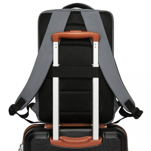 Kono 20L Cabin Backpack with Red Trim for 15.6" Laptop - Water-Resistant Travel Daypack with Luggage Strap - Grey