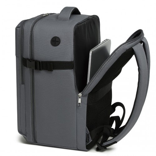 Kono 20L Cabin Backpack with Red Trim for 15.6" Laptop - Water-Resistant Travel Daypack with Luggage Strap - Grey