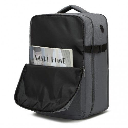 Kono 20L Cabin Backpack with Red Trim for 15.6" Laptop - Water-Resistant Travel Daypack with Luggage Strap - Grey