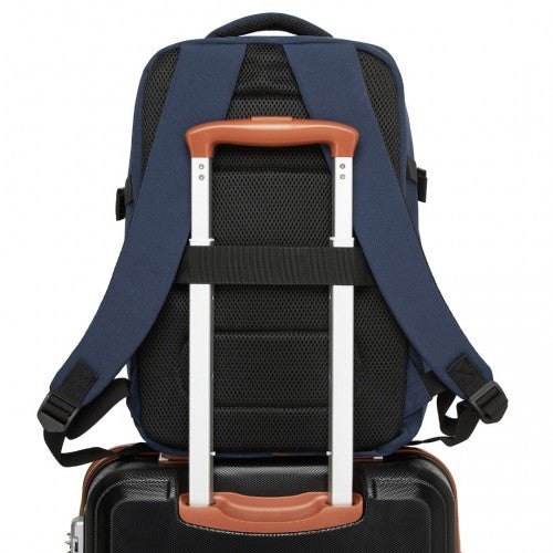 Kono 20L Cabin Backpack with Red Trim for 15.6" Laptop - Water-Resistant Travel Daypack with Luggage Strap - Navy