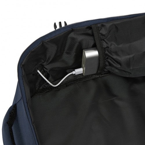 Kono 20L Cabin Backpack with Red Trim for 15.6" Laptop - Water-Resistant Travel Daypack with Luggage Strap - Navy