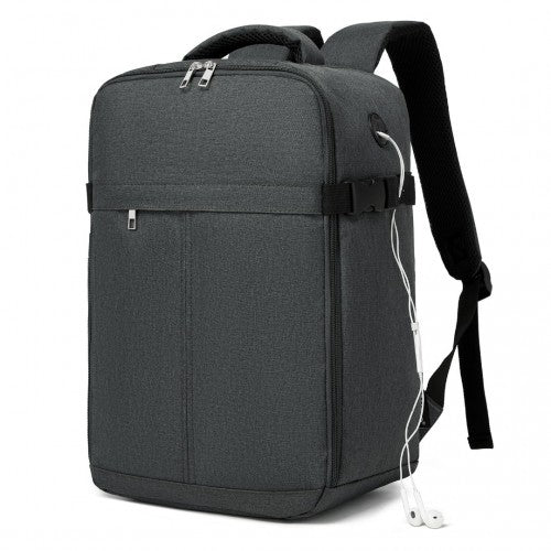 Kono Urban Smart 15L Carry-On Backpack with Luggage Strap - Ideal for Travel, Work & Daily Commute - Dark Grey
