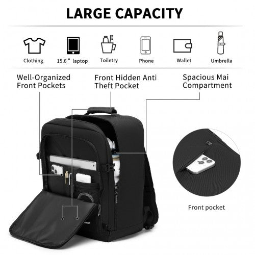 Kono Multi-purpose Business Medium-sized Backpack-Fits 15.6" Laptop, Ideal for Work, Travel & Daily Commute - Black