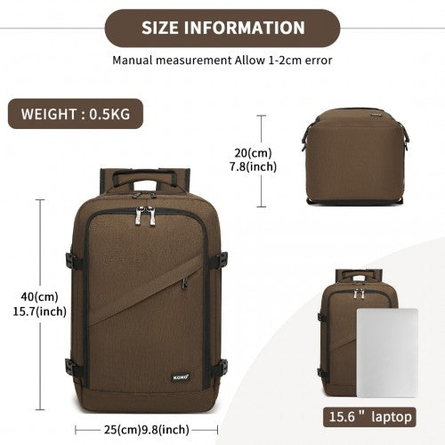 Kono Multi-purpose Business Carry-On Backpack-Fits 15.6" Laptop, Ideal for Work, Travel & Daily Commute - Brown