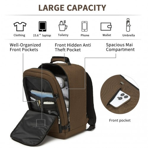 Kono Multi-purpose Business Carry-On Backpack-Fits 15.6" Laptop, Ideal for Work, Travel & Daily Commute - Brown