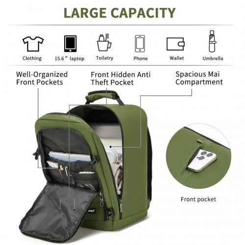 Kono Multi-purpose Business Carry-On Backpack-Fits 15.6" Laptop, Ideal for Work, Travel & Daily Commute - Green