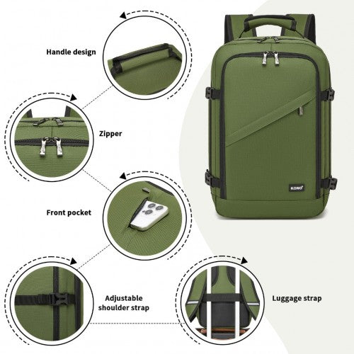 Kono Multi-purpose Business Carry-On Backpack-Fits 15.6" Laptop, Ideal for Work, Travel & Daily Commute - Green