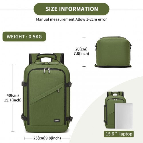 Kono Multi-purpose Business Carry-On Backpack-Fits 15.6" Laptop, Ideal for Work, Travel & Daily Commute - Green