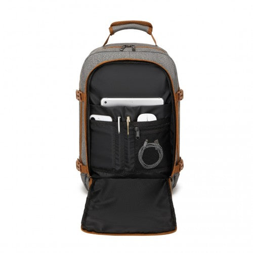 Kono Multi-purpose Business Carry-On Backpack-Fits 15.6" Laptop, Ideal for Work, Travel & Daily Commute - Grey and Brown