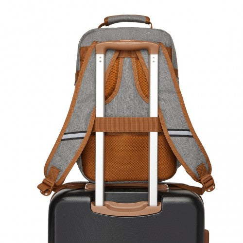 Kono Multi-purpose Business Carry-On Backpack-Fits 15.6" Laptop, Ideal for Work, Travel & Daily Commute - Grey and Brown
