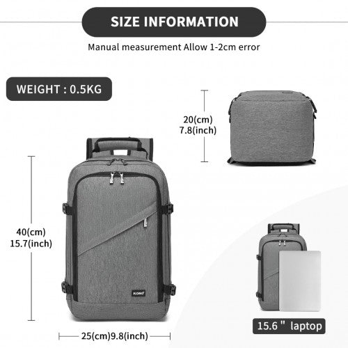 Kono Multi-purpose Business Carry-On Backpack-Fits 15.6" Laptop, Ideal for Work, Travel & Daily Commute - Grey