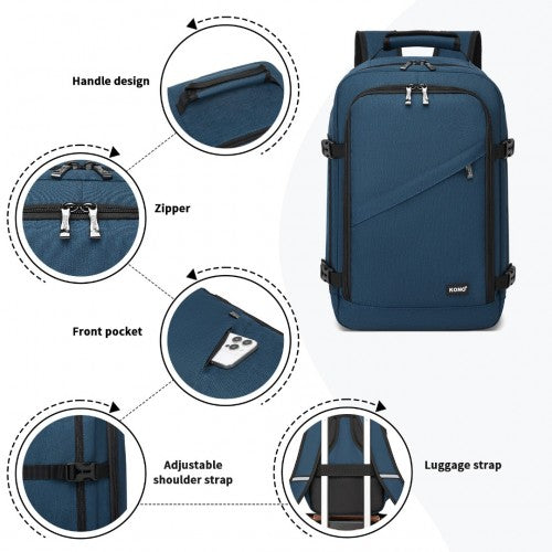 Kono Multi-purpose Business Carry-On Backpack-Fits 15.6" Laptop, Ideal for Work, Travel & Daily Commute - Navy