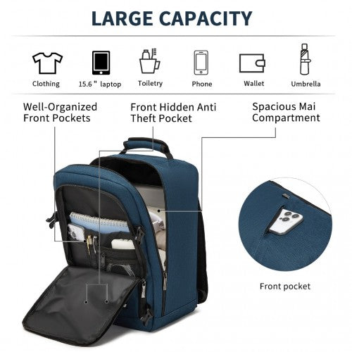 Kono Multi-purpose Business Carry-On Backpack-Fits 15.6" Laptop, Ideal for Work, Travel & Daily Commute - Navy