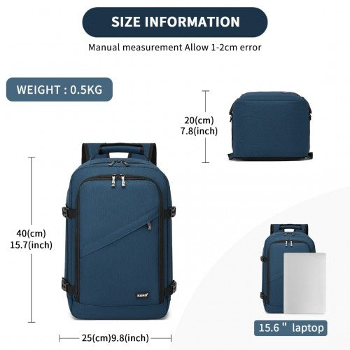 Kono Multi-purpose Business Carry-On Backpack-Fits 15.6" Laptop, Ideal for Work, Travel & Daily Commute - Navy
