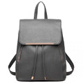 Miss Lulu Stylish Faux Leather Backpack Secure Daypack with Magnetic Snap Closure Fashionable PU Leather Travel Bag - Grey