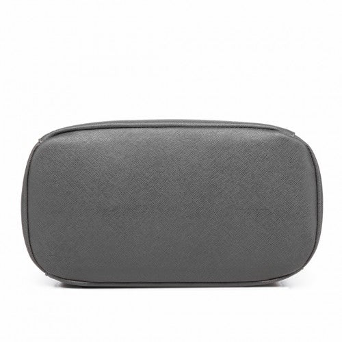 Miss Lulu Stylish Faux Leather Backpack Secure Daypack with Magnetic Snap Closure Fashionable PU Leather Travel Bag - Grey