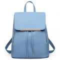 Miss Lulu Stylish Faux Leather Backpack Secure Daypack with Magnetic Snap Closure Fashionable PU Leather Travel Bag - Light Blue