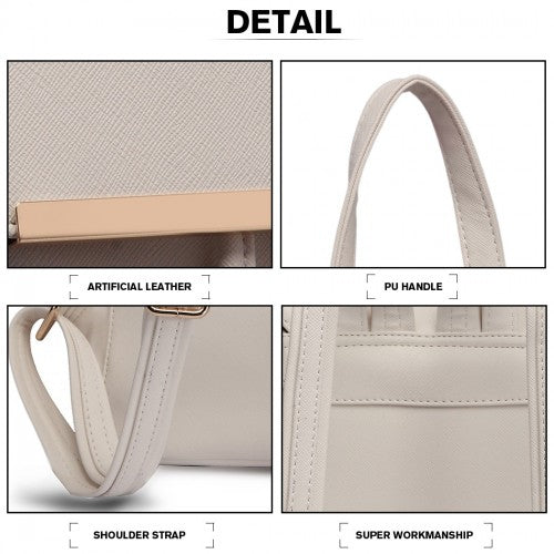 Miss Lulu Stylish Faux Leather Backpack Secure Daypack with Magnetic Snap Closure Fashionable PU Leather Travel Bag - Light Grey
