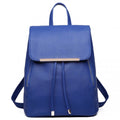 Miss Lulu Stylish Faux Leather Backpack Secure Daypack with Magnetic Snap Closure Fashionable PU Leather Travel Bag - Navy