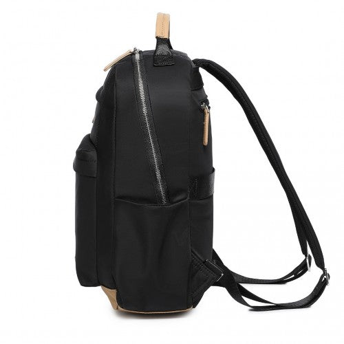 Miss Lulu Stylish Backpack with Laptop Sleeve and Multiple Pockets and Trolley Sleeve - Black And Apricot