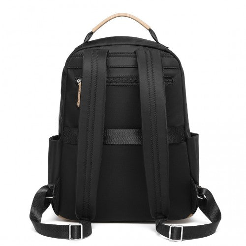 Miss Lulu Stylish Backpack with Laptop Sleeve and Multiple Pockets and Trolley Sleeve - Black And Apricot